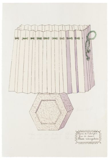 "Lamp"  is an original china ink and watercolor drawing on ivory-colorated paper by Anonymous Artist of XIX Century.