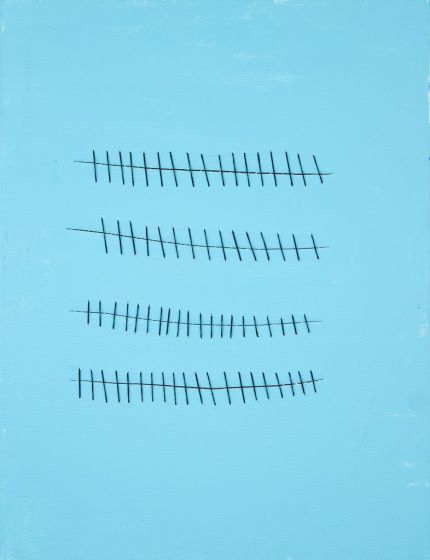 Seams on Sky Blue by Mario Bigetti - Contemporary Artwork