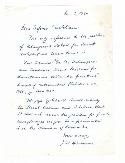Autograph Letter by Zygmunt Wilhelm Birnbaum