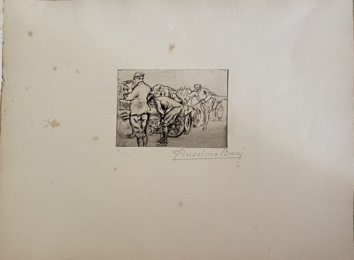 "Front Italien" is a beautiful print in etching technique, realized by Anselmo Bucci (1887-1955).