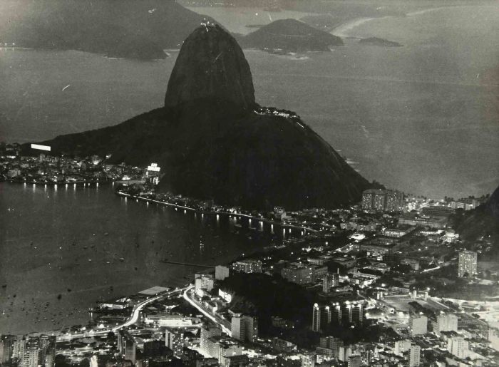 Night view Rio De Janeiro - Vintage b/w Photo   