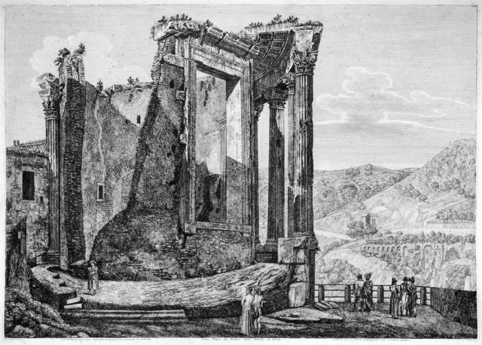 L. Rossini, Altra Veduta del Tempio della Sibilla di Tivoli, 1824.
