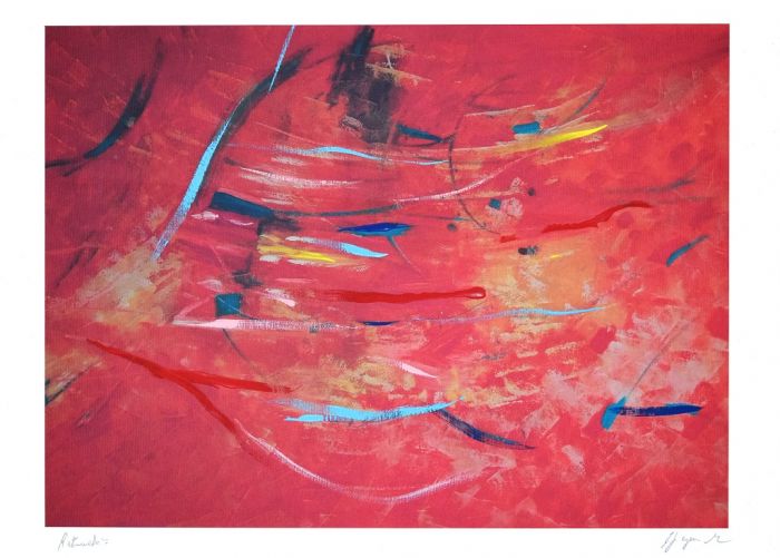 Red Composition by Martine Goeyens - Contemporary Artwork