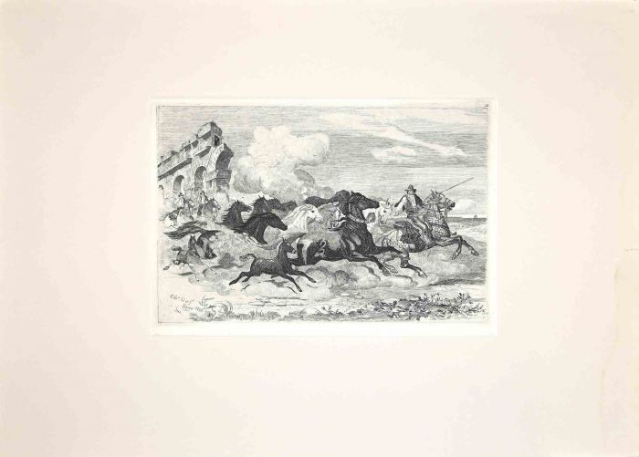 Wild Horses in  Roman Countryside