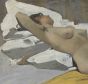 Woman Lying Down on White Cloth