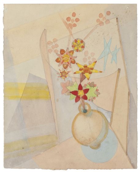 Flowerpot  is an original drawing in watercolor a on paper, realized by Jean Delpech (1988-1916).
