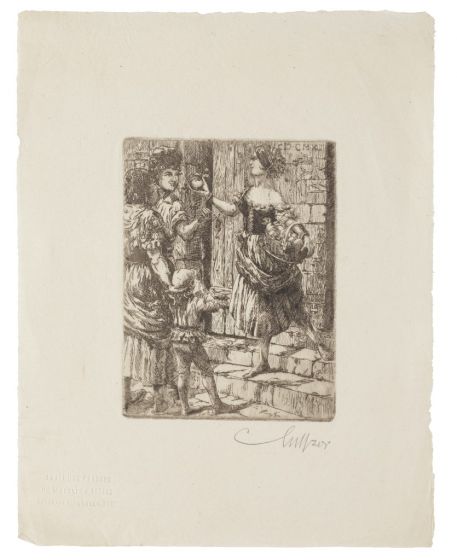 "Prosperity" 1940's is an original drawing in etching, realized by an Anonymous French Artist of the XX Century . 