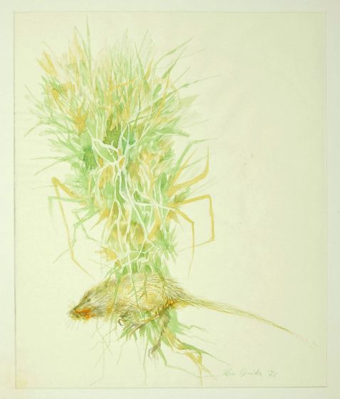 Flowers's Composition is an original painting in watercolor on paper by Leo Guida in 1971.