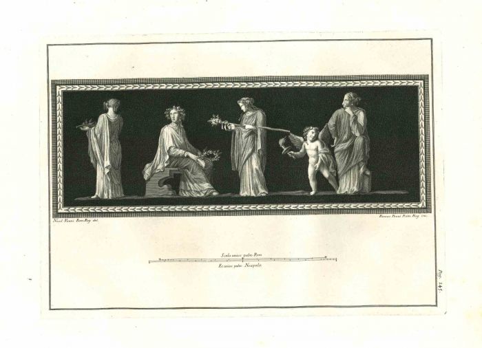 Ancient Roman Painting, The Reverence Scene - Filippo Morghen - Old Master's Artwork 