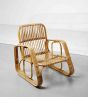  Bamboo and Fabric Sofa with Pair of Armchairs