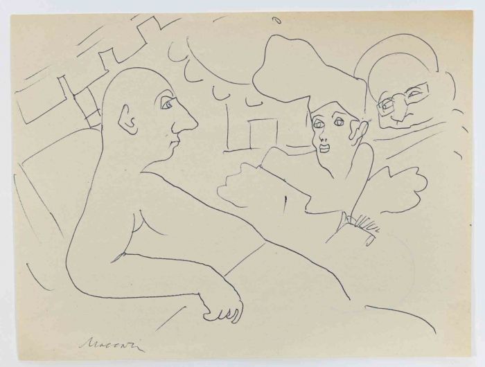 Mino Maccari - Lovers in the Bed - Contemporary Art 