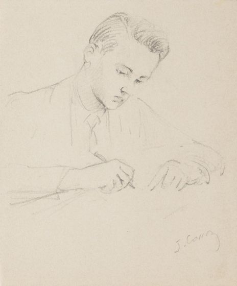 "Portrait" 1949's is an original drawing in pencil on paper, realized by Jean Roch Collon (1894-1951)