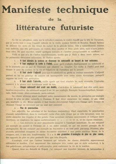 Manifeste Technique de la Littérature Futuriste