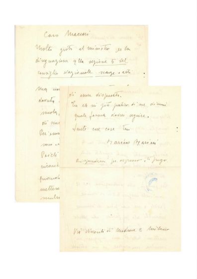 Letter to Mino Maccari by Marino Marini - Modern Art Manuscript