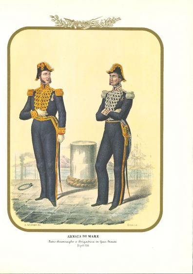 Army of the Sea: Rear Admiral and Brigadier - Lithograph by Antonio Zezon. Naples 1855.