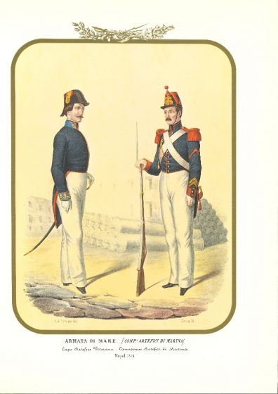 Army of the Sea: Navy Craftsmen - Lithograph by Antonio Zezon. Naples 1855