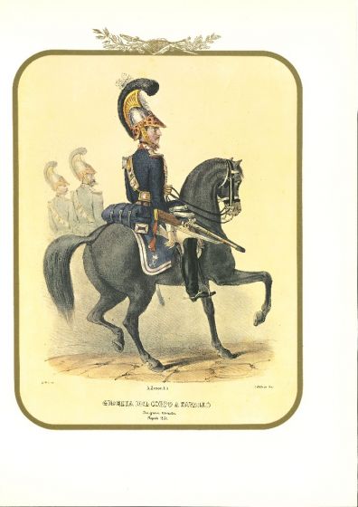 Bodyguard on Horseback - Lithograph by Antonio Zezon. Naples 1851.