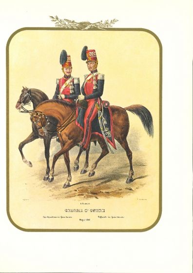 Honor Guard - Lithograph by Antonio Zezon. Naples 1852.