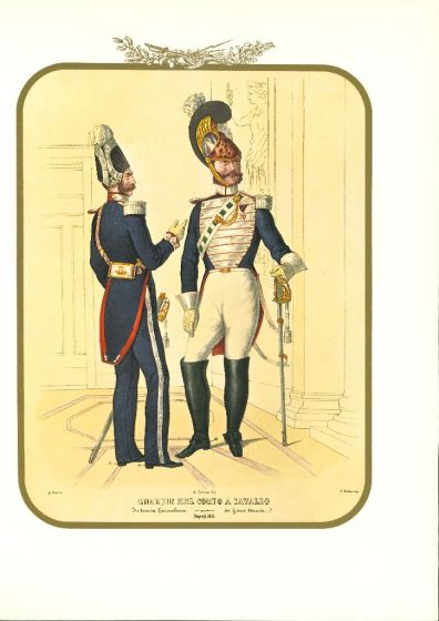 Horse Bodyguards - Lithograph by Antonio Zezon. Naples,1851.