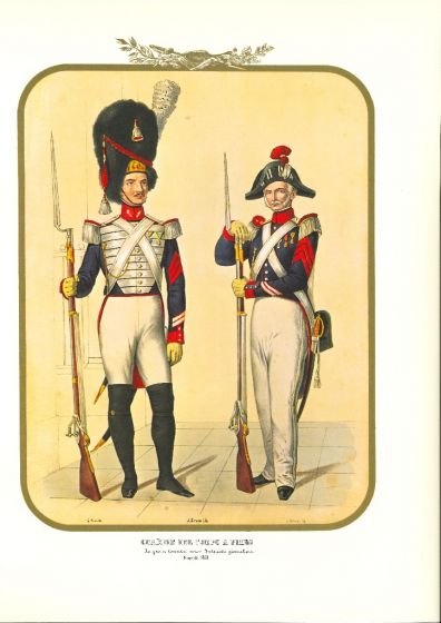 Foot Bodyguards - Lithograph by Antonio Zezon. Naples,1851.