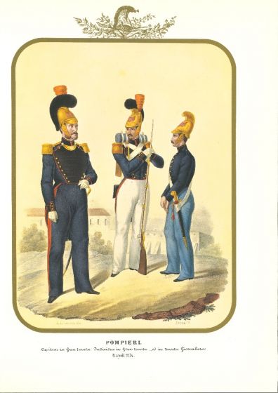 Firefighters is a lithograph by Antonio Zezon. Naples 1854.