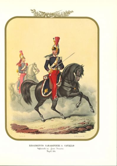 Carabinieri Regiment on Horseback is a lithograph by Antonio Zezon. Naples 1854.