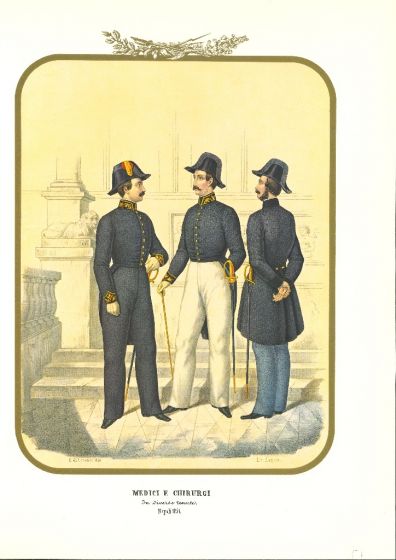 Doctors and Surgery is a lithograph by Antonio Zezon. Naples 1854.
