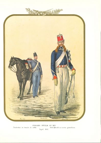 Hussars of the Royal Guard is a lithograph by Antonio Zezon. Naples 1852.