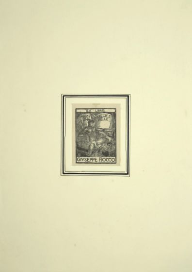 "Ex LIbris" is an original xilograph on ivory-colored paper, realized by Anonymous Artist of the 20th Century, in 1930s.