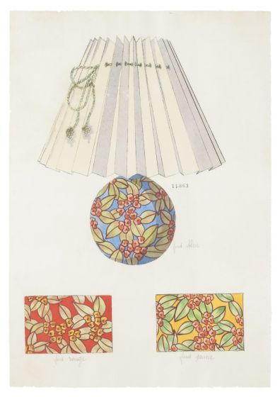 "Lamp and Decoration" 1890s  is an original watercolor drawing on ivory-colorated paper by Anonymous Artist of XIX Century.