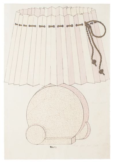 "Lamp"  is an original china ink and watercolor drawing on ivory-colorated paper by Anonymous Artist of XIX Century.