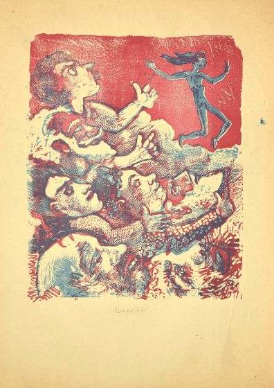 Figures In Red by Mino Maccari - Modern Artwork 