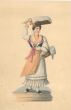 Michela De Vito, Woman with baskets, typical costumes, Watercolour, 1820 c.a., Artwork, Old Masters, traditional, folkloric, Regno di Napoli, woman, Italian, Napolitan, XIX century
