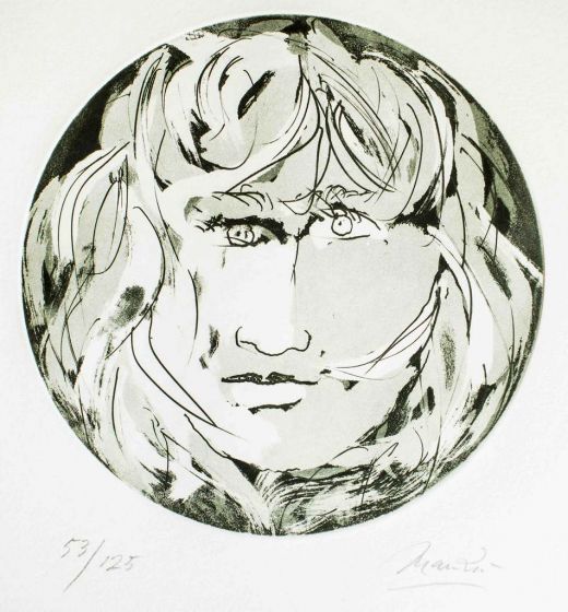 Giacomo Manzù, Artwork, Modern Art, Etching, Touchstone Suite, Italian Art, Round Medusa, Print