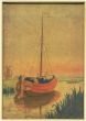 Lake Landscape with Boat by Marius Carion - Modern Artwork