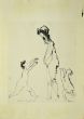 Figure is an original China Ink drawing on paper glued on cardboard, realized by Sergio Barletta in 1958.