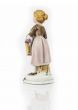 Vintage Porcelain Sculpture of Girl with Basket