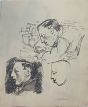 "Figure"  is an original black pen drawing on ivory-colorated paper by Mino Maccari (1898-1989).