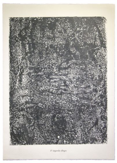 Legende Allegre is an original lithograph on watermarked paper "Arc". Abstract composition by the French artist Jean Dubuffet. From the album of "Theatre du sol" (1953-1959). In excellent conditions.