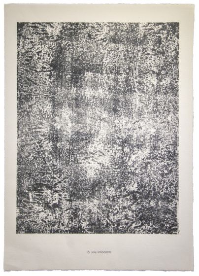 Joie Innocente is an original lithograph on watermarked paper "Arc". Abstract composition by the French artist Jean Dubuffet. From the album of "Theatre du sol" (1953-1959). In excellent conditions.