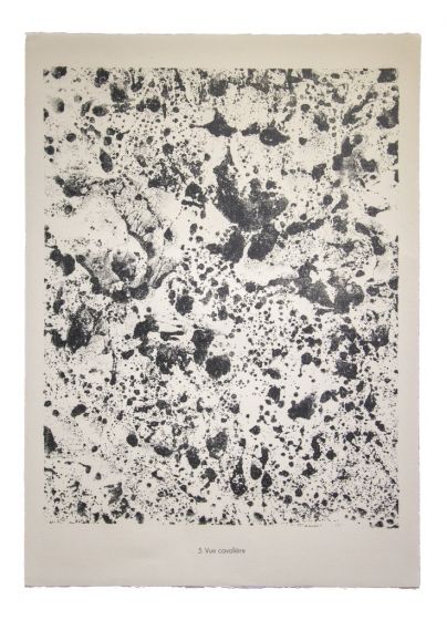 Vue Cavaliere is an original lithograph on watermarked paper "Arc". Abstract composition by the French artist Jean Dubuffet. From the album of "Theatre du sol" (1953-1959). In excellent conditions.
