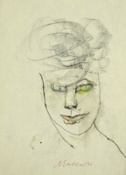 Portrait is an original modern artwork realized the 1980s by the Italian artist Mino Maccari (Siena, 1898 - Rome, 1989).