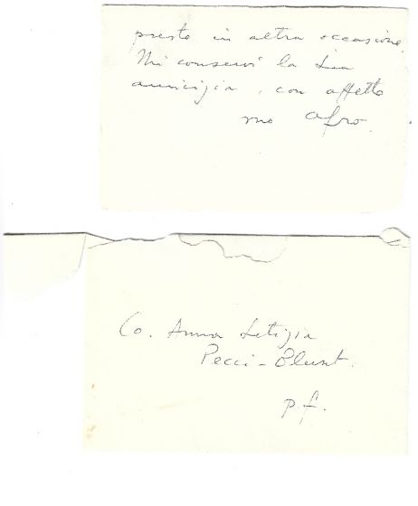 Autograph Card by Afro Basaldella - Manuscript