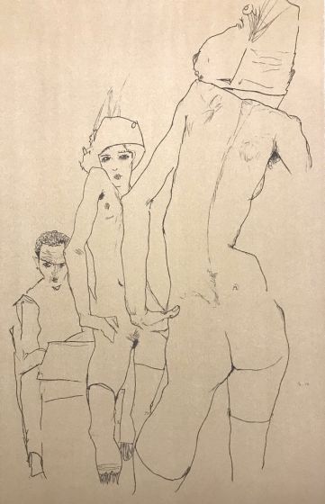 Schiele Drawing a Nude Model in front of a Mirror 