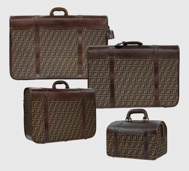 Vintage Suitcases Set by Fendi - Brown Monogram Travel 