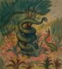 "Snakes in the forest" is an original drawing in watercolor on paper, realized by Jean Delpech (1916-1988). 