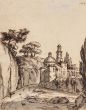 "Landscape - Rome"  is an original China ink  and watercolor drawing on ivory-colorated paper by Anonymous Artist of 18th Century, in 1700s.