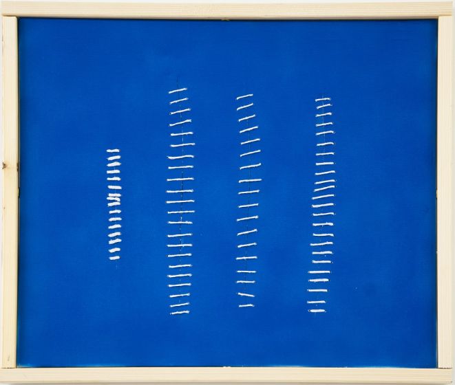 Seams on Blue by Mario Bigetti - Contemporary Artwork