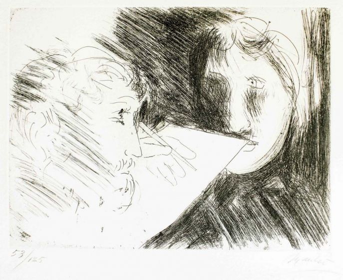 Giacomo Manzù, Artwork, Modern Art, Etching, Touchstone Suite, Italian Art, Artist and Model
