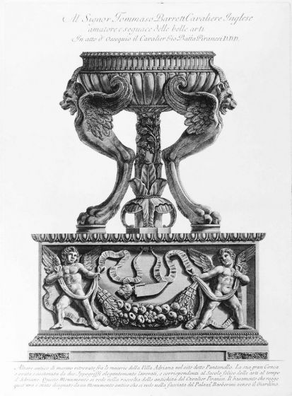 G.B.Piranesi, Marble Altar found in Hadrian's Villa, 1778. G.B.Piranesi, Etching, Vase, Old Masters, Engraving, Neoclassicism, Roman fornitures, Antiquities, Rembrandt, Goya, Cavaliere, Francesco, Ficacci, Candelabrum, Plate, Signature, Proof, hadrian's V